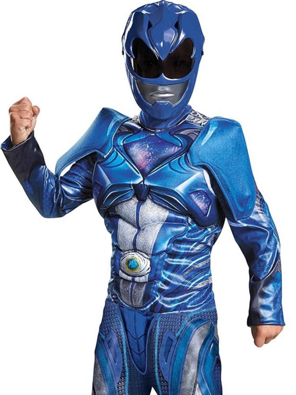 Disguise Power Rangers Movie Deluxe Muscle Costume, Blue, Kids Child Large (10-1